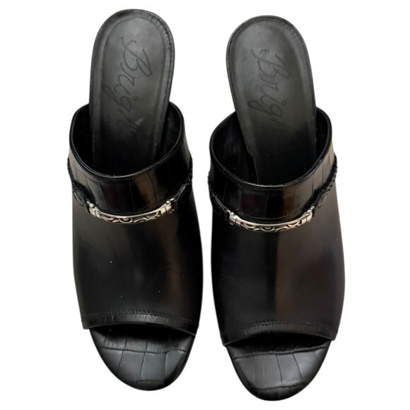 Brighton Ray Black Leather Slide Mules Made In Italy Size 9.5 - Picture 4 of 8